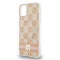 Etui DKNY IML Checkered Mono Pattern & Printed Stripes MagSafe na iPhone 11 / Xr - różowe