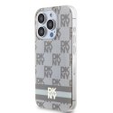 Etui DKNY IML Checkered Mono Pattern & Printed Stripes MagSafe na iPhone 13 Pro / 13 - beżowe