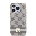 Etui DKNY IML Checkered Mono Pattern & Printed Stripes MagSafe na iPhone 13 Pro / 13 - beżowe