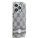 Etui DKNY IML Checkered Mono Pattern & Printed Stripes MagSafe na iPhone 13 Pro / 13 - beżowe