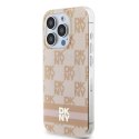 Etui DKNY IML Checkered Mono Pattern & Printed Stripes MagSafe na iPhone 13 Pro / 13 - różowe