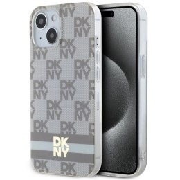 Etui DKNY IML Checkered Mono Pattern & Printed Stripes MagSafe na iPhone 15 / 14 / 13 - beżowe