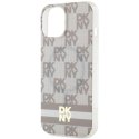 Etui DKNY IML Checkered Mono Pattern & Printed Stripes MagSafe na iPhone 15 / 14 / 13 - beżowe