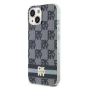 Etui DKNY IML Checkered Mono Pattern & Printed Stripes MagSafe na iPhone 15 Plus / 14 Plus - czarne