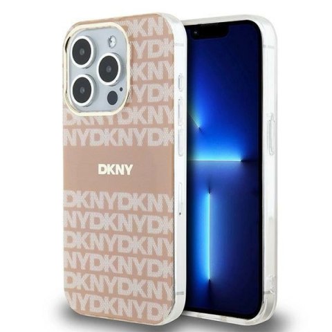 Etui DKNY IML Mono & Stripe MagSafe na iPhone 14 Pro - różowe