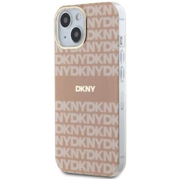 Etui DKNY IML Mono & Stripe MagSafe na iPhone 15 / 14 / 13 - różowe