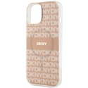 Etui DKNY IML Mono & Stripe MagSafe na iPhone 15 / 14 / 13 - różowe