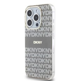 Etui DKNY IML Mono & Stripe MagSafe na iPhone 15 Pro - beżowe