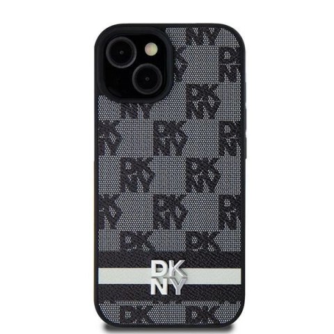 Etui DKNY Leather Checkered Mono Pattern & Printed Stripes na Samsung Galaxy S24+ - czarne