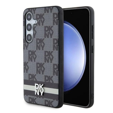 Etui DKNY Leather Checkered Mono Pattern & Printed Stripes na Samsung Galaxy S24 - czarne