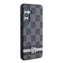 Etui DKNY Leather Checkered Mono Pattern & Printed Stripes na Samsung Galaxy S24 - czarne