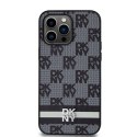 Etui DKNY Leather Checkered Mono Pattern & Printed Stripes na iPhone 14 Pro Max - czarne