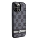 Etui DKNY Leather Checkered Mono Pattern & Printed Stripes na iPhone 14 Pro Max - czarne