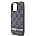 Etui DKNY Leather Checkered Mono Pattern & Printed Stripes na iPhone 14 Pro Max - czarne