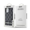 Etui DKNY Leather Checkered Mono Pattern & Printed Stripes na iPhone 14 Pro Max - czarne