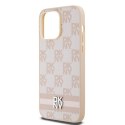 Etui DKNY Leather Checkered Mono Pattern & Printed Stripes na iPhone 14 Pro Max - różowe