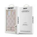 Etui DKNY Leather Checkered Mono Pattern & Printed Stripes na iPhone 14 Pro Max - różowe