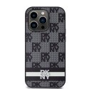 Etui DKNY Leather Checkered Mono Pattern & Printed Stripes na iPhone 14 Pro - czarne