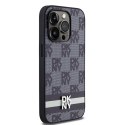 Etui DKNY Leather Checkered Mono Pattern & Printed Stripes na iPhone 14 Pro - czarne