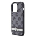 Etui DKNY Leather Checkered Mono Pattern & Printed Stripes na iPhone 14 Pro - czarne