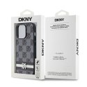 Etui DKNY Leather Checkered Mono Pattern & Printed Stripes na iPhone 14 Pro - czarne