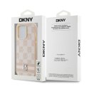 Etui DKNY Leather Checkered Mono Pattern & Printed Stripes na iPhone 14 Pro - różowe