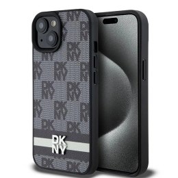 Etui DKNY Leather Checkered Mono Pattern & Printed Stripes na iPhone 15 / 14 / 13 - czarne