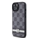 Etui DKNY Leather Checkered Mono Pattern & Printed Stripes na iPhone 15 / 14 / 13 - czarne