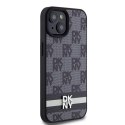 Etui DKNY Leather Checkered Mono Pattern & Printed Stripes na iPhone 15 / 14 / 13 - czarne