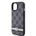 Etui DKNY Leather Checkered Mono Pattern & Printed Stripes na iPhone 15 / 14 / 13 - czarne