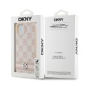 Etui DKNY Leather Checkered Mono Pattern & Printed Stripes na iPhone 15 / 14 / 13 - różowe