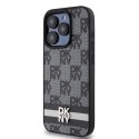 Etui DKNY Leather Checkered Mono Pattern & Printed Stripes na iPhone 15 Pro Max - czarne