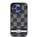 Etui DKNY Leather Checkered Mono Pattern & Printed Stripes na iPhone 15 Pro Max - czarne