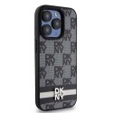 Etui DKNY Leather Checkered Mono Pattern & Printed Stripes na iPhone 15 Pro Max - czarne