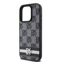 Etui DKNY Leather Checkered Mono Pattern & Printed Stripes na iPhone 15 Pro Max - czarne