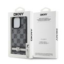 Etui DKNY Leather Checkered Mono Pattern & Printed Stripes na iPhone 15 Pro Max - czarne