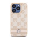 Etui DKNY Leather Checkered Mono Pattern & Printed Stripes na iPhone 15 Pro Max - różowe