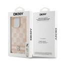 Etui DKNY Leather Checkered Mono Pattern & Printed Stripes na iPhone 15 Pro Max - różowe