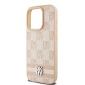 Etui DKNY Leather Checkered Mono Pattern & Printed Stripes na iPhone 15 Pro - różowe