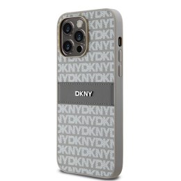 Etui DKNY Leather Mono Stripe & Metal Logo na iPhone 14 Pro Max - beżowe