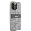 Etui DKNY Leather Mono Stripe & Metal Logo na iPhone 14 Pro Max - beżowe