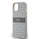 Etui DKNY Leather Mono Stripe & Metal Logo na iPhone 15 / 14 / 13 - beżowe