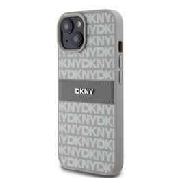 Etui DKNY Leather Mono Stripe & Metal Logo na iPhone 15 / 14 / 13 - beżowe