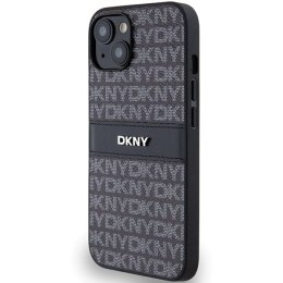 Etui DKNY Leather Mono Stripe & Metal Logo na iPhone 15 / 14 / 13 - czarne