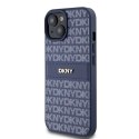 Etui DKNY Leather Mono Stripe & Metal Logo na iPhone 15 / 14 / 13 - niebieskie