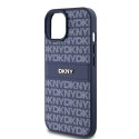 Etui DKNY Leather Mono Stripe & Metal Logo na iPhone 15 / 14 / 13 - niebieskie