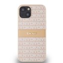 Etui DKNY Leather Mono Stripe & Metal Logo na iPhone 15 / 14 / 13 - różowe