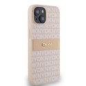 Etui DKNY Leather Mono Stripe & Metal Logo na iPhone 15 / 14 / 13 - różowe