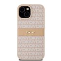 Etui DKNY Leather Mono Stripe & Metal Logo na iPhone 15 / 14 / 13 - różowe