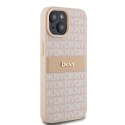 Etui DKNY Leather Mono Stripe & Metal Logo na iPhone 15 / 14 / 13 - różowe